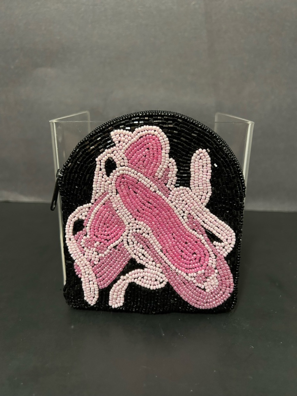 Beaded Pink Ballet Slipper Cosmetic Pouch - Women Bags